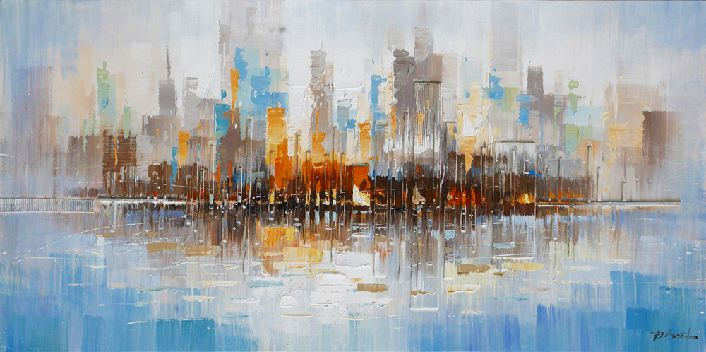 PXYW611 Wall décor art oil on canvas abstact skyline colourful